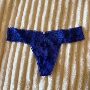 PINK Lace Blue Thong Panty